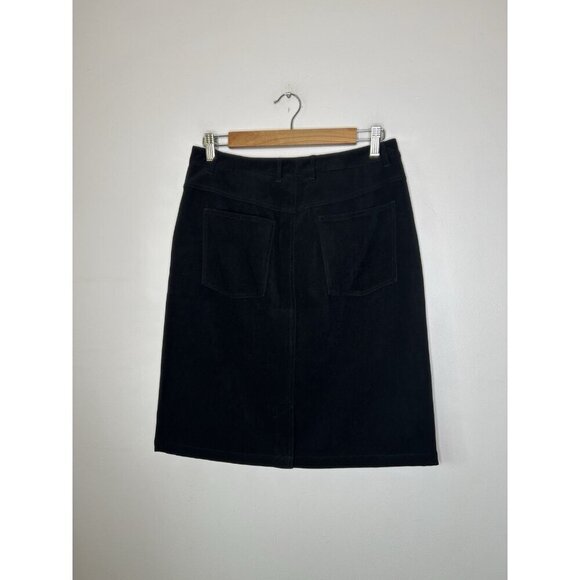 Talbots Velvet Midi Skirt Black Women Classic Career Office Goth Zipper Size 12 - Picture 9 of 13